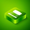 Isometric Pommel horse icon isolated on green background. Sports equipment for jumping and gymnastics. Green square