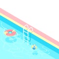 Isometric swimming pool with a staircase and clear water Royalty Free Stock Photo