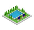 Isometric Pool On A White Background Vector Graphic Illustration. Royalty Free Stock Photo