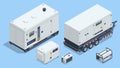 Isometric Portable electric power-generator, generator-trailer, industrial diesel generator. Standby generator