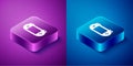 Isometric Portable video game console icon isolated on blue and purple background. Gamepad sign. Gaming concept. Square Royalty Free Stock Photo