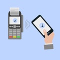 Isometric Pos terminal Vector illustration in flat design. nfc payments concept