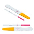 Isometric Positive and Negative Pregnancy Test. Fertility, pregnancy and maternity concept Royalty Free Stock Photo