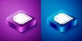 Isometric Post note stickers icon isolated on blue and purple background. Sticky tapes with space for text or message Royalty Free Stock Photo