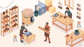 Isometric Pottery Studio Colored Composition