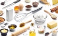 Isometric presentation of baking ingredients