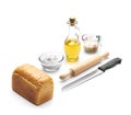 Isometric presentation of bread baking ingredients