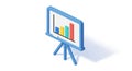 Isometric presentation chart displaying growth and data analysis on a Royalty Free Stock Photo
