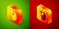 Isometric Priest icon isolated on green and red background. Square button. Vector