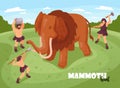 Mammoth Hunt Isometric Background Royalty Free Stock Photo