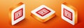 Isometric Prison window icon isolated on orange background. Orange square button. Vector Royalty Free Stock Photo