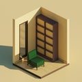 Isometric Private Library 3D Render Illustration