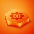 Isometric Processor icon isolated on orange background. CPU, central processing unit, microchip, microcircuit, computer