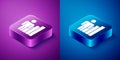 Isometric Productive human icon on blue and purple background. Idea work, success, productivity, vision and