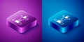Isometric Productive human icon isolated on blue and purple background. Idea work, success, productivity, vision and
