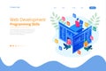 Isometric programmer coding new project. Web Development and Programming Skills for website. WEB Banner illustration Royalty Free Stock Photo