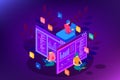 Isometric programmer coding new project. Web Development and Programming Skills for website. WEB Banner illustration Royalty Free Stock Photo