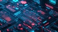 Abstract Digital Interface Neon Glowing Pink Blue Technology Background Futuristic Data Screen HUD Royalty Free Stock Photo