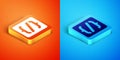 Isometric Programming language syntax icon isolated on orange and blue background. Syntax programming file system Royalty Free Stock Photo
