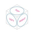 Isometric projection circles inscribed in a cube. Vector illustration