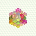 Isometric projection infographic array of cubes Royalty Free Stock Photo