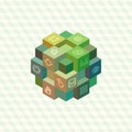 Isometric projection infographic array of cubes Royalty Free Stock Photo