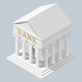 Isometric projection of white bank building in antique style Royalty Free Stock Photo