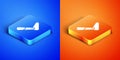 Isometric Prosthesis leg icon isolated on blue and orange background. Futuristic concept of bionic leg, robotic Royalty Free Stock Photo