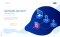 Isometric Protection network security and safe your data concept. Web page design templates Cybersecurity. Digital crime