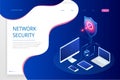 Isometric Protection network security and safe your data concept. Web page design templates Cybersecurity. Digital crime