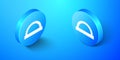 Isometric Protractor grid for measuring degrees icon isolated on blue background. Tilt angle meter. Measuring tool