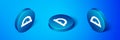 Isometric Protractor grid for measuring degrees icon isolated on blue background. Tilt angle meter. Measuring tool