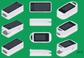 Isometric Pulse Oximetry, Isometric Flat Vector