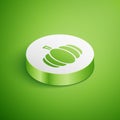 Isometric Pumpkin icon isolated on green background. Happy Halloween party. White circle button. Vector Royalty Free Stock Photo