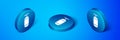 Isometric Punching bag icon isolated on blue background. Blue circle button. Vector Illustration Royalty Free Stock Photo