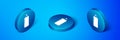 Isometric Punching bag icon isolated on blue background. Blue circle button. Vector Illustration Royalty Free Stock Photo