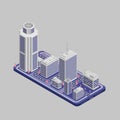 Isometric Purple Color City On a Flat Smart Mobile Phone Like Surface