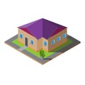 Isometric Purple roof house vector illustration