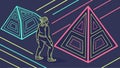 Isometric pyramid with figures, geometric structure and abstract art vector design Generative AI Royalty Free Stock Photo