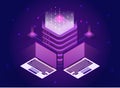 Isometric quantum computing or supercomputing. Royalty Free Stock Photo