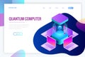 Isometric Quantum computing or Supercomputing. A quantum computer is a device that performs quantum computing. Vector Royalty Free Stock Photo