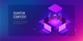 Isometric Quantum computing or Supercomputing. A quantum computer is a device that performs quantum computing. Vector Royalty Free Stock Photo