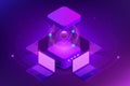 Isometric Quantum computing or Supercomputing. A quantum computer is a device that performs quantum computing. Vector Royalty Free Stock Photo