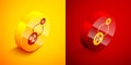 Isometric Radioactive exchange energy icon isolated on orange and red background. Radioactive toxic symbol. Radiation Royalty Free Stock Photo