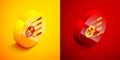 Isometric Radioactive icon isolated on orange and red background. Radioactive toxic symbol. Radiation hazard sign Royalty Free Stock Photo