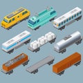 Isometric Railroad Train. Vector Image