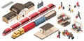 Isometric Railway Station Set