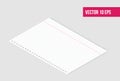 Isometric Realistic vector illustration of blank sheets of square and lined paper from a block. Easily editable mockup vector