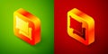 Isometric Rectangular pillow icon isolated on green and red background. Cushion sign. Square button. Vector Royalty Free Stock Photo