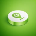 Isometric Recycle symbol icon isolated on green background. Circular arrow icon. Environment recyclable go green. White Royalty Free Stock Photo